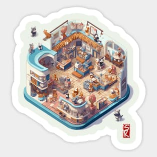 Isometric cat bakery Sticker